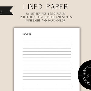 Lined Paper Printable 12 Styles Instant Download PDF - Etsy