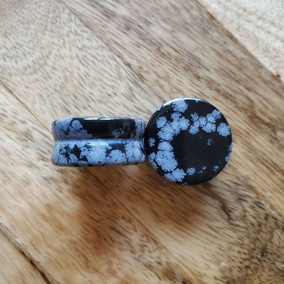 Snowflake Obsidian Plugs PAIR of Double Flared Stone Plugs Etsy