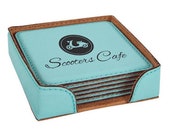 Personalized (Leatherette) Coasters Laser engraved (Monogram or Logo)