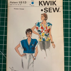 Kwik Sew 1513 in sizes 14-20 for misses blouse