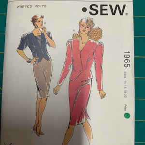 Kwik Sew 1965 in sizes 14-20 for misses unlined suits