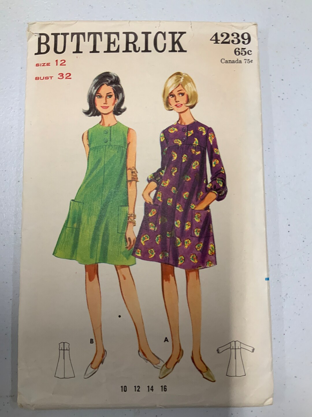 1960's Butterick A-line dress - Bust 37