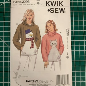 Kwik Sew 3296 in sizes XS-XL for misses and girls tops