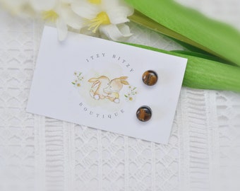 Tiger Eye Stud Earring, Earrings, Tiger Eye, Jewellery