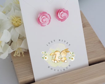 Handmade resin rose stud earrings