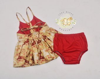 Golden Reindeer  Top & Nappy cover set, christmas Top, Girls Top, christmas outfit