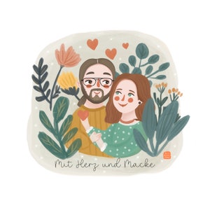 Couple Portrait, Couple illustration, Wedding gift, Custom couple portrait, Family portrait, Personalized portrait, Illustration image 1