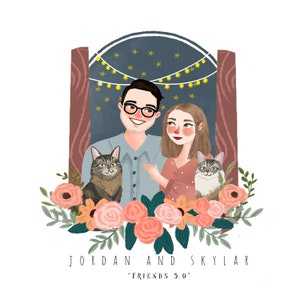Couple Portrait, Couple illustration, Gift ideas, Custom portrait, Family portrait, Family illustration, Wedding gift image 5
