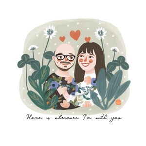 Couple Portrait, Couple illustration, Wedding gift, Custom couple portrait, Family portrait, Personalized portrait, Illustration image 3