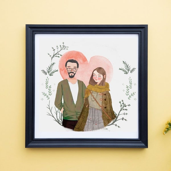 Custom portrait,Couple Portrait, Couple illustration, Family portrait, Family illustration, Wedding gift,Personalized Portrait,İllustration