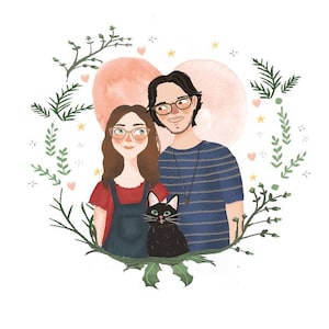 Couple Portrait, Couple illustration, Gift ideas, Custom portrait, Family portrait, Family illustration, Wedding gift