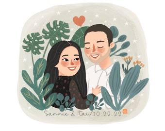 Mother’s Day Gift,Couple Portrait,Coupleillustration,Custom couple portrait, Family portrait, Personalized portrait, Illustration, Gift Card