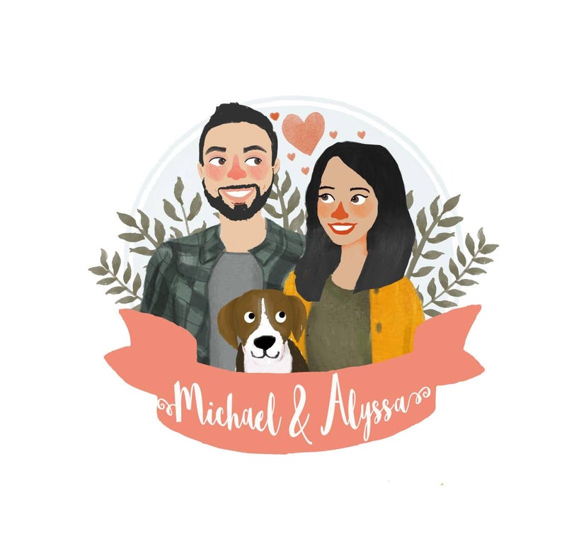 Couple Portrait, Couple illustration, Gift ideas, Custom portrait, Family portrait, Family illustration, Wedding gift image 9