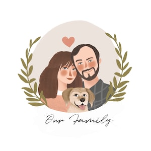 Couple Portrait, Couple illustration, Wedding gift, Custom couple portrait, Family portrait, Personalized portrait, Illustration, Gift Card image 3