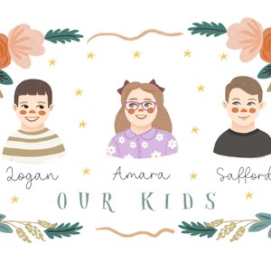 Cute Family Portrait, Couple illustration,Cute Portrait, Custom couple portrait, Family portrait, Personalized portrait, Illustration image 6