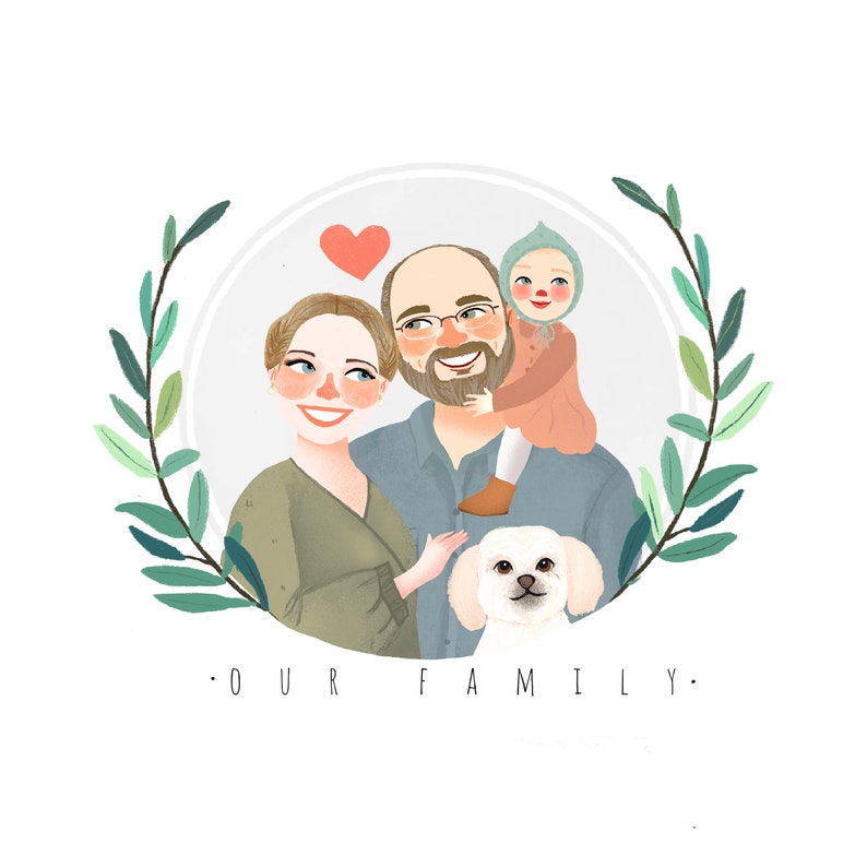 Couple Portrait, Couple illustration, Gift ideas, Custom portrait, Family portrait, Family illustration, Wedding gift image 4