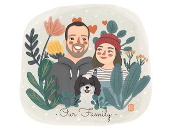 Couple Portrait, Couple illustration, Gift ideas, Custom portrait, Family portrait, Family illustration, Wedding gift