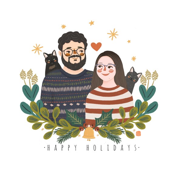 Custom Portrait Family Illustration couple Portrait Couple - Etsy Israel Custom Portrait Family Illustration couple Portrait Couple - Etsy Israel