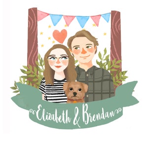 Couple Portrait, Couple illustration, Gift ideas, Custom portrait, Family portrait, Family illustration, Wedding gift 1-3