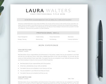 Creative Resume Template for Word + Free Cover Letter + Social Icons | Modern CV Template | Professional Resume Template | Instant Download