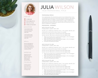 Creative Resume Template for Word + Free Cover Letter + Social Icons | Modern CV Template | Professional Resume Template | Instant Download