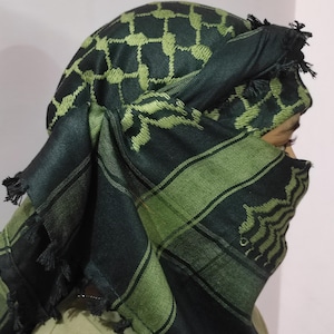 Palästina Keffiyeh Kufiya Schal (48*48) - Free Palästina Traditioneller Shemagh mit Quasten Arafat Hatta Arabischer Stil Kopftuch weiße