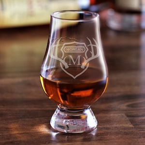Stagg Monogram / Custom Glencairn Glasses / Scotch Glass / Bourbon Glass / Deer Glass / Hunting Whiskey Glasses / Deer Mount