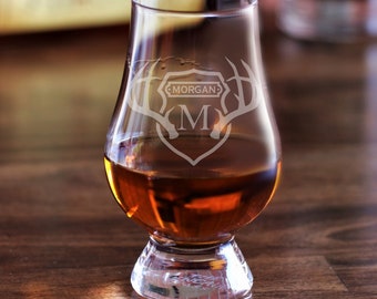 Stagg Monogram / Custom Glencairn Glasses / Scotch Glass / Bourbon Glass / Deer Glass / Hunting Whiskey Glasses / Deer Mount