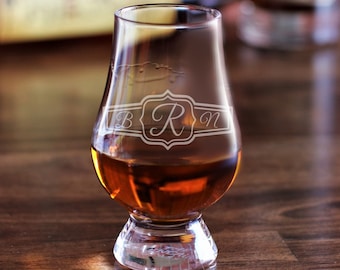 Custom Cigar Band Monogram / Custom Glencairn Glasses / Whiskey Glasses / Scotch Glass / Bourbon Glass / Monogram Whiskey Glasses