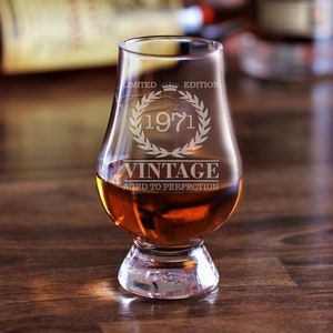 Vintage Whiskey Glass / Personalized Glencairn Glass / Whiskey Glasses / Scotch Glass / Bourbon Glass / Birthday Gift / Birthday Whiskey