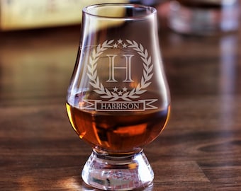 Monogram Glencairn Glass / Custom Glencairn Glasses / Whiskey Glasses / Scotch Glass / Bourbon Glass / Monogram Whiskey Glasses