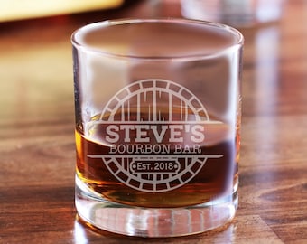 Bourbon Bar Glass / Custom Whiskey Glasses / Scotch Glass / Bourbon Glasses / Home Bar / Whiskey Bar Gift Barware