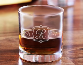 Custom Cigar Band Monogram / Personalized Whiskey Glasses / Scotch Glass / Bourbon Glass / Monogram Whiskey Glasses