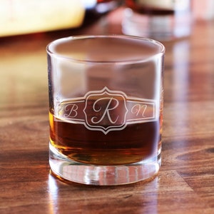 Custom Cigar Band Monogram / Personalized Whiskey Glasses / Scotch Glass / Bourbon Glass / Monogram Whiskey Glasses