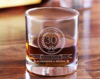 Personalized Anniversary Glass / Whiskey Glasses / Scotch Glass / Bourbon Glass / Custom Anniversary Gift / Anniversary Whiskey