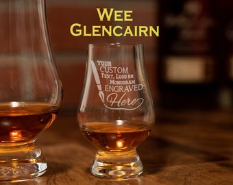 Custom Wee Glencairn Glass / Personalized Wee Glencairn Glasses / Mini Glencairn Whiskey Glasses / Engraved Scotch Glasses / Bourbon Glass