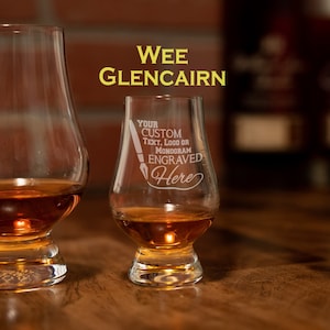 Custom Wee Glencairn Glass / Personalized Wee Glencairn Glasses / Mini Glencairn Whiskey Glasses / Engraved Scotch Glasses / Bourbon Glass