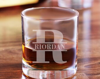 Monogram Whiskey Glass / Split Monogram Glass / Custom Rocks Glasses / Scotch Glass / Bourbon Glass / Monogram Glasses