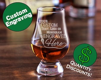 Custom Glencairn Glass / Personalized Glencairn Glasses / Glencairn Whiskey Glasses / Engraved Scotch Glasses / Bourbon Glass