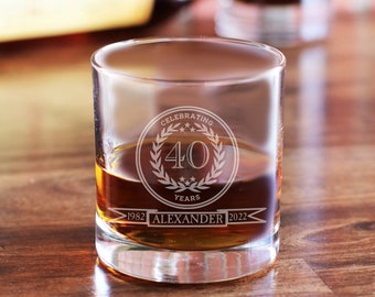 Personalized Birthday Glass / Custom Whiskey Glasses / Rocks Glasses / Scotch Glass / Bourbon Glass / Birthday Whiskey Gift