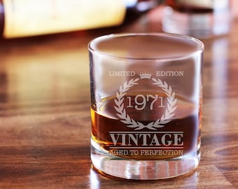 Vintage Whiskey Glasses / Personalized Whiskey Glass / Etched Whiskey Glasses / Scotch Glass / Bourbon Glass / Birthday Gift