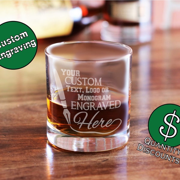 Rocks Glass Personalized, Custom Whiskey Glasses, Logo Glass, Monogram Glass, Branded Glass, Bourbon Glasses, Scotch Glasses