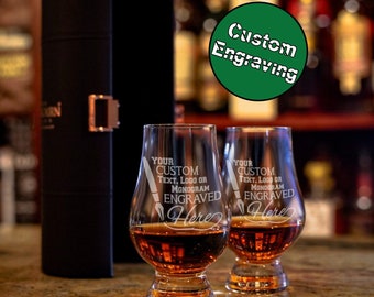 Glencairn Travel Case and Custom Glasses / Personalized Glencairn Glasses / Whiskey Glasses / Engraved Scotch Glasses / Bourbon Glass