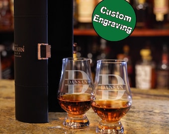 Monogram Glencairn Travel Case and Custom Glasses / Personalized Glencairn Glasses / Whiskey Glasses / Monogram Glasses / Bourbon Glass