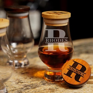 Monogram Glencairn Glass with Lid / Monogram Glasses / Glencairn Glasses / Whiskey Glass Lid / CairnCap / Glencairn Topper / Glencairn Lid