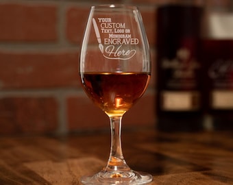 Custom Glencairn Copita Glass / Engraved Stemmed Glencairn / Personalized Glencairn / Scotch Glasses / Bourbon Glass / Nosing Glasses