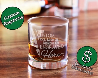 Rocks Glass Personalized, Custom Whiskey Glasses, Logo Glass, Monogram Glass, Branded Glass, Bourbon Glasses, Scotch Glasses