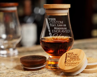 Glencairn Glass with Lid / Personalized Glencairn Glasses / Custom Glencairn Whiskey Glasses / Glencairn Topper / CairnCap / Glencairn Lid