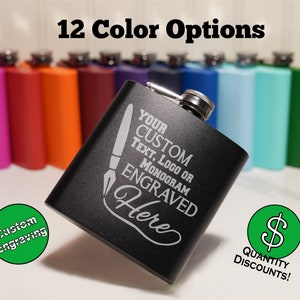 Custom Flask, Personalized Flask, Groomsman Flask, Groomsman Gift, Branded Flask, Logo Flasks, Engraved Flask, Hip Flask Gift