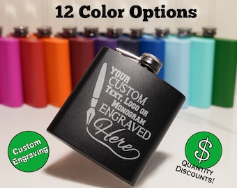 Custom Flask, Personalized Flask, Groomsman Flask, Groomsman Gift, Branded Flask, Logo Flasks, Engraved Flask, Hip Flask Gift